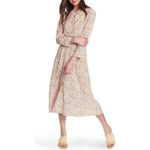 Court & Rowe Maxi Dress Womens Size 0 Multicolor Floral Long Sleeve Collared B67